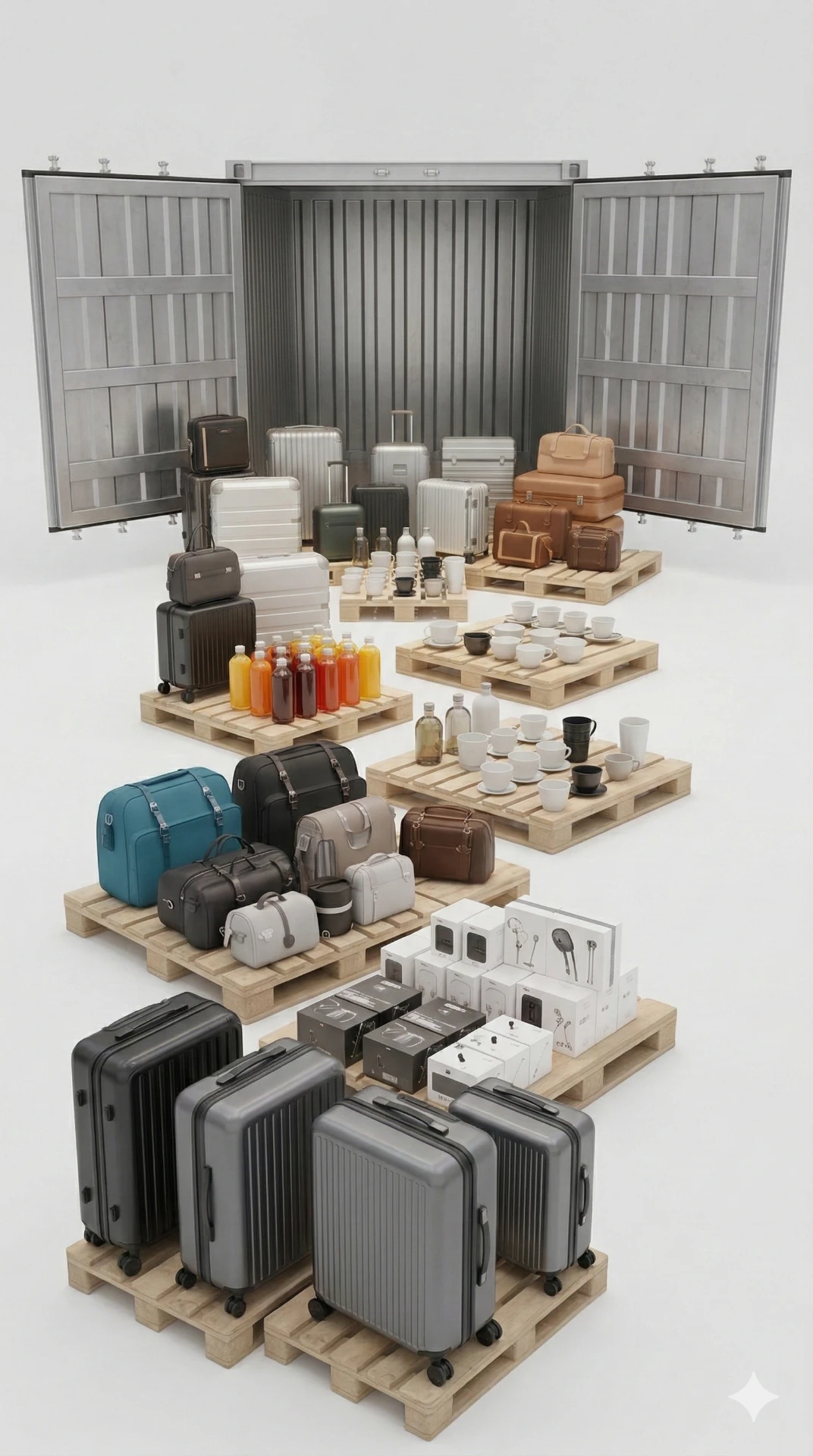 Produtos em contêiner para importação